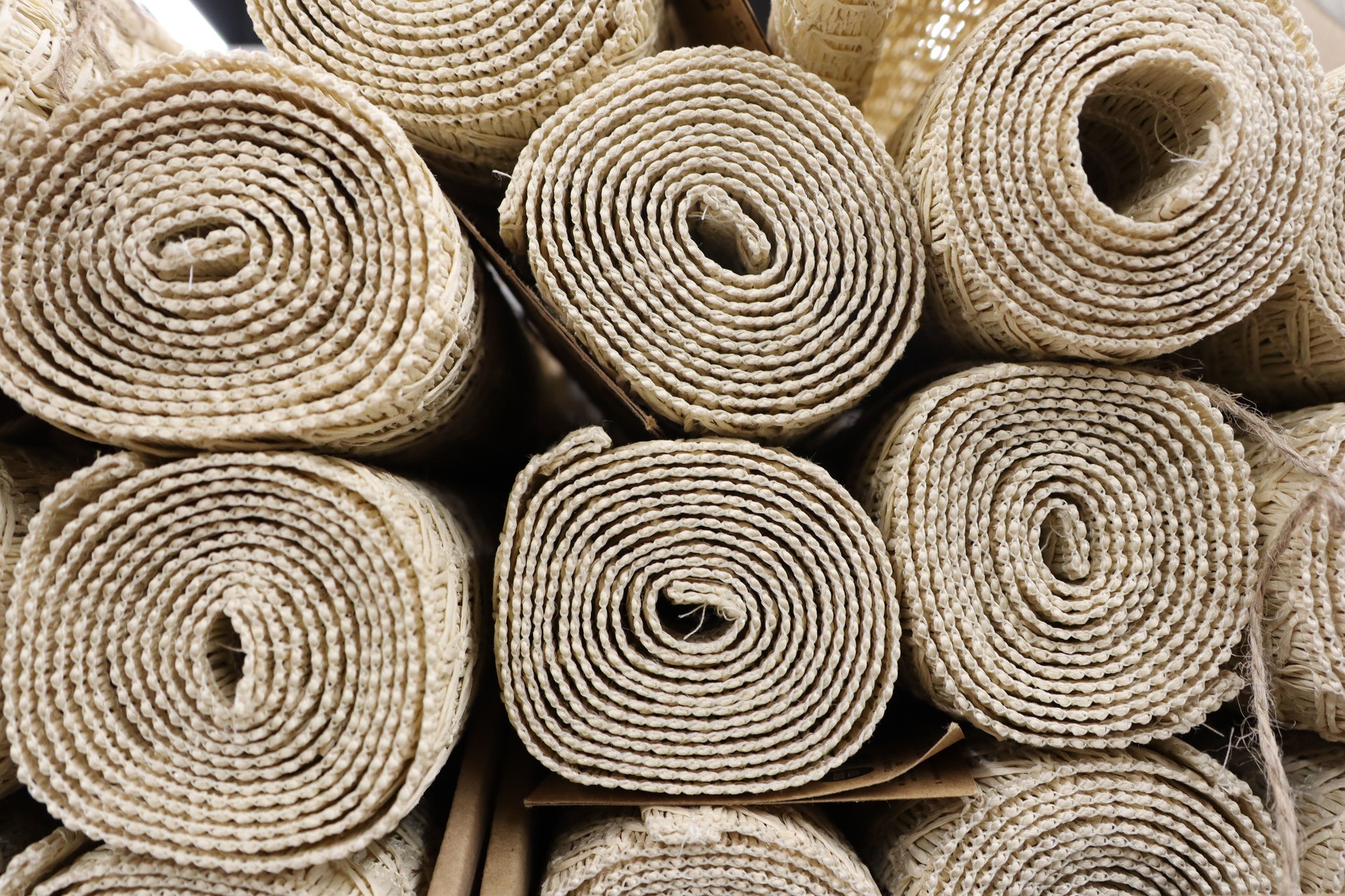 Rolled Natural Fiber Mats That Are Ready and Prepared for Immediate Use in Your Space